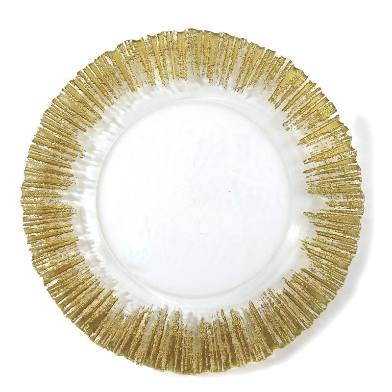 Elegance Sunburst Gold Chargers Set of Four, 13 Inch